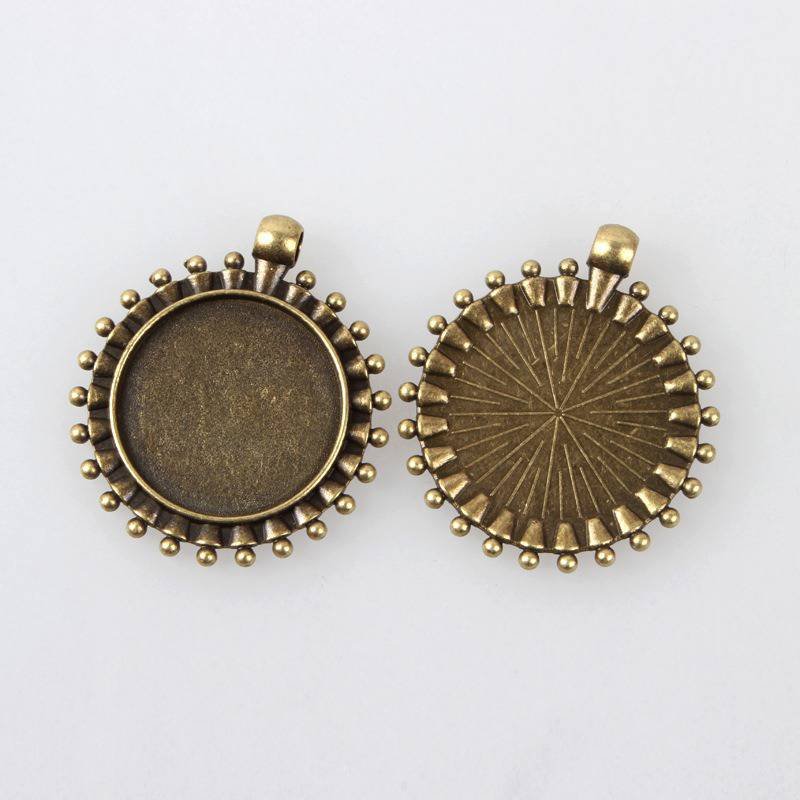 2 x 25mm bronzen cabochonhouders, cabochonhangers 84AB 