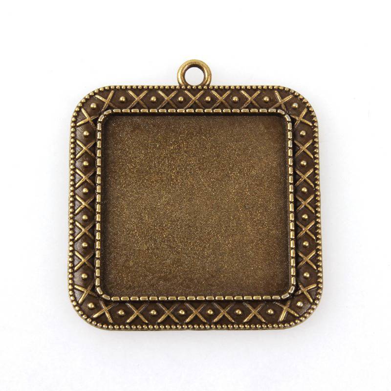 2 x 30mm bronzen cabochonhouders, cabochonhangers 44AB 