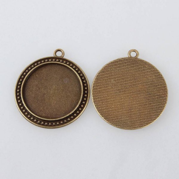 2 x 30mm bronzen cabochonhouders, cabochonhangers 88AB 