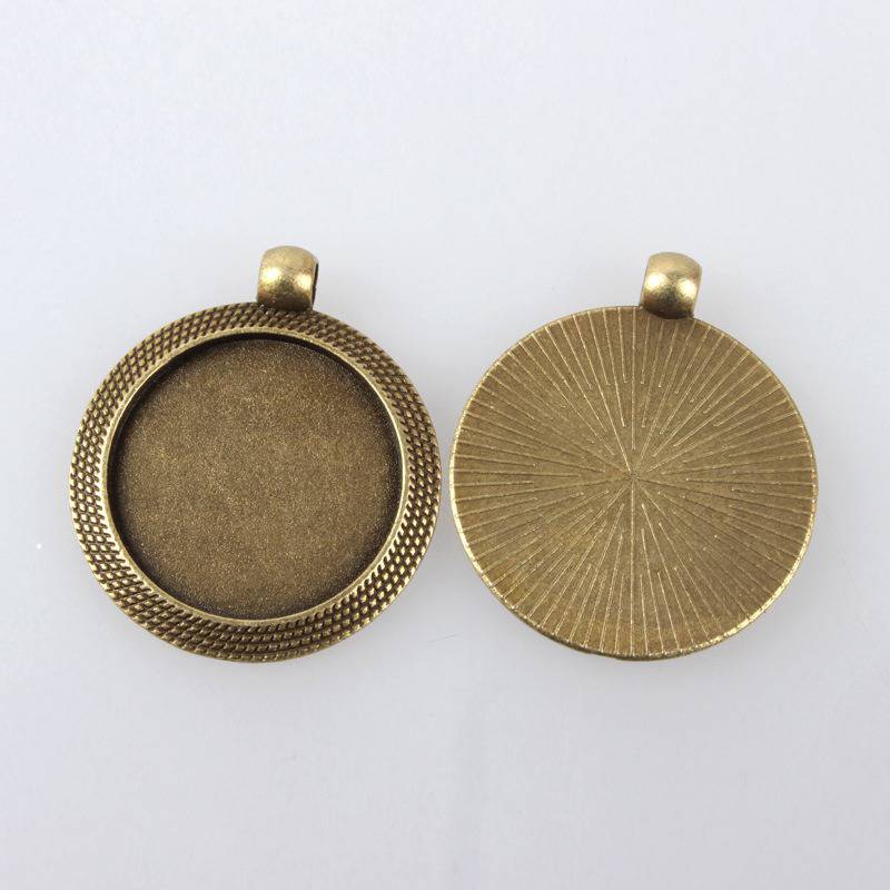 2 x 25mm bronzen cabochonhouders, cabochonhangers 102AB 