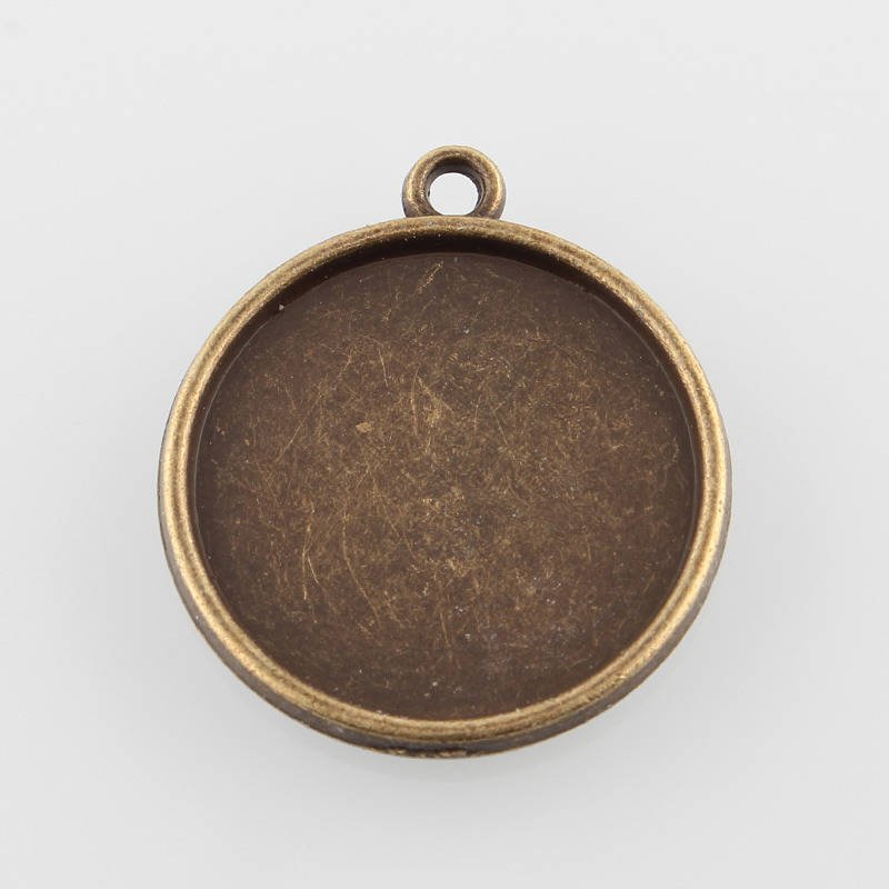 2 x 25mm bronzen cabochonhouders, cabochonhangers 43AB