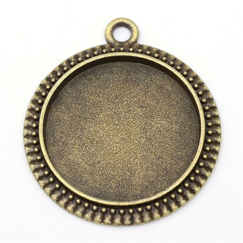 2 x 20mm Bronzen cabochonhouders, cabochonhangers 34AB