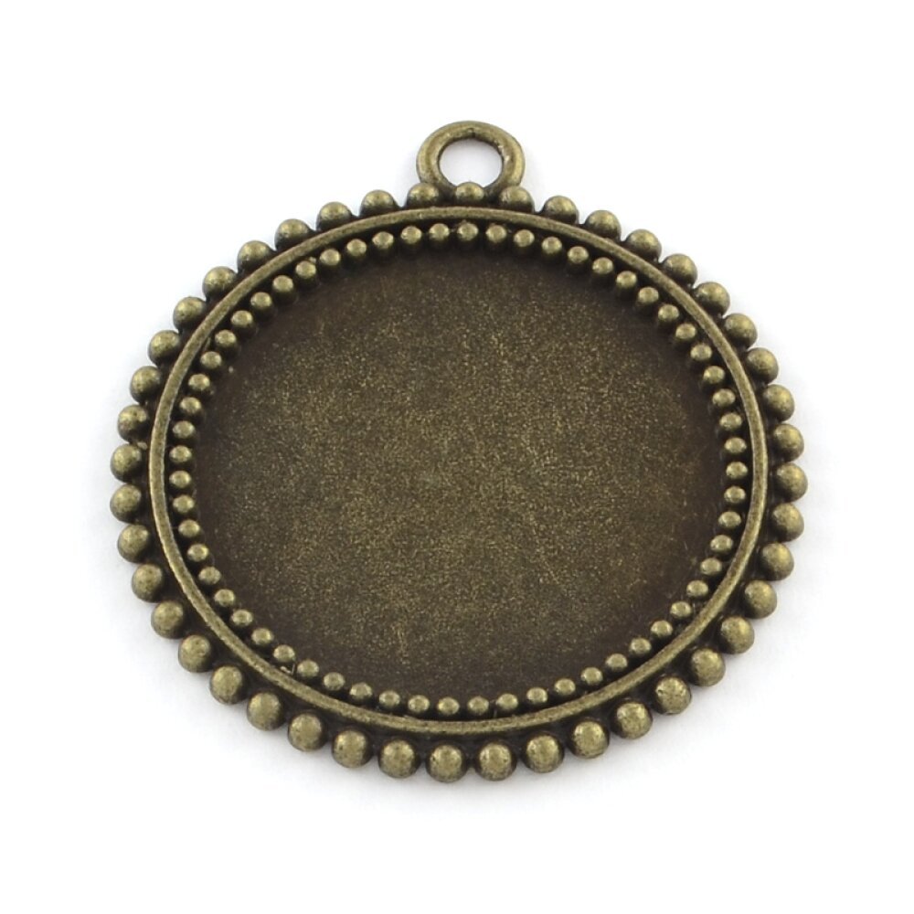 2 x 25mm bronzen cabochonhouders, cabochonhangers 31AB