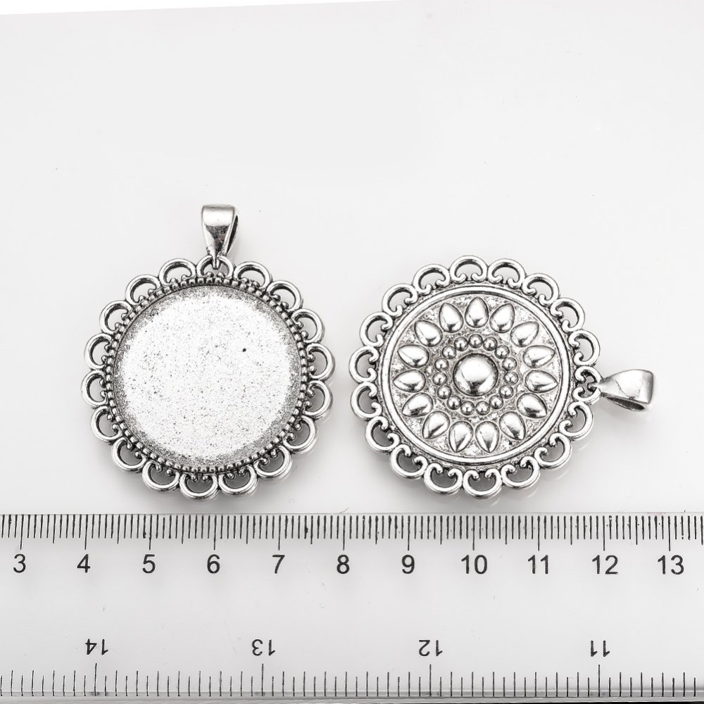 2 x 30mm zilveren cabochonhouders, cabochonhangers 57AS