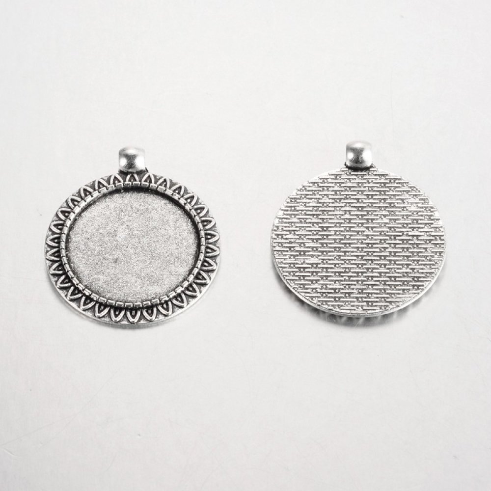 2 x 25mm zilveren cabochonhouders, cabochonhangers 17AS