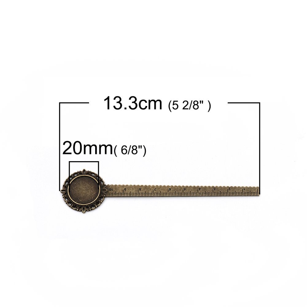 3 boekenleggers liniaal cabochon 20 mm N°01 Brons
