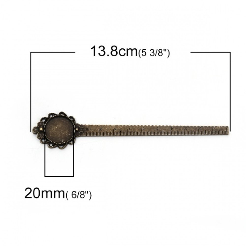 3 boekenleggers liniaal cabochon 20 mm N°02 Brons