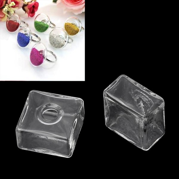 5 Glazen bollen Vierkant 20 mm om te vullen