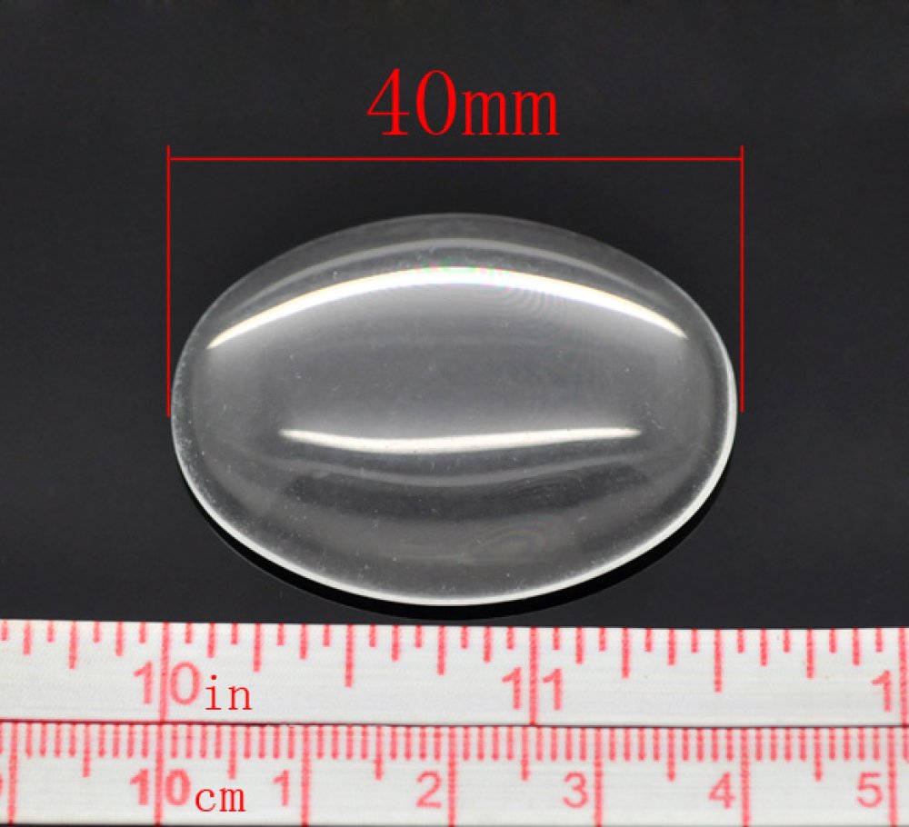 5 Cabochons Ronds 10 mm en verre loupe transparent N°02