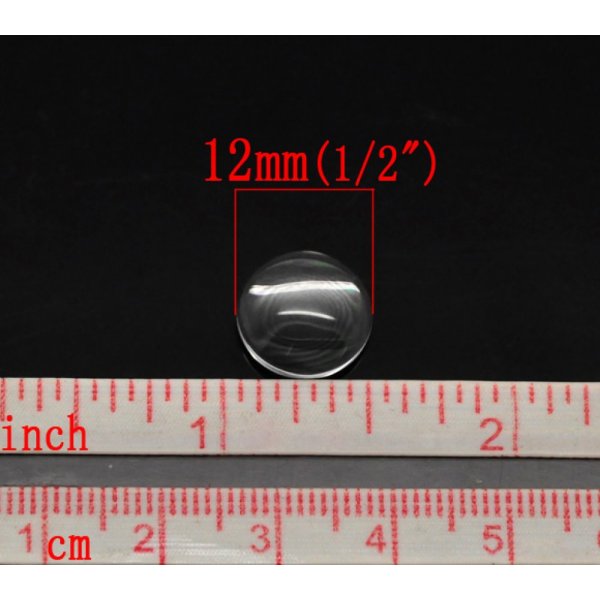 5 Cabochons Rond 12 mm in transparant braamglas N&deg;03