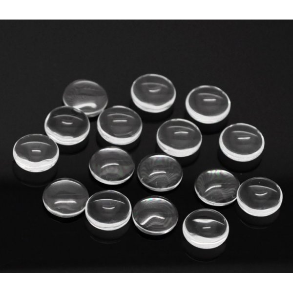 5 Cabochons Rond 12 mm in transparant braamglas N&deg;03
