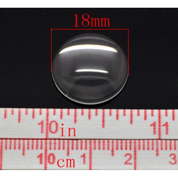 5 Cabochons Rond 18 mm in transparant braamglas N&deg;07