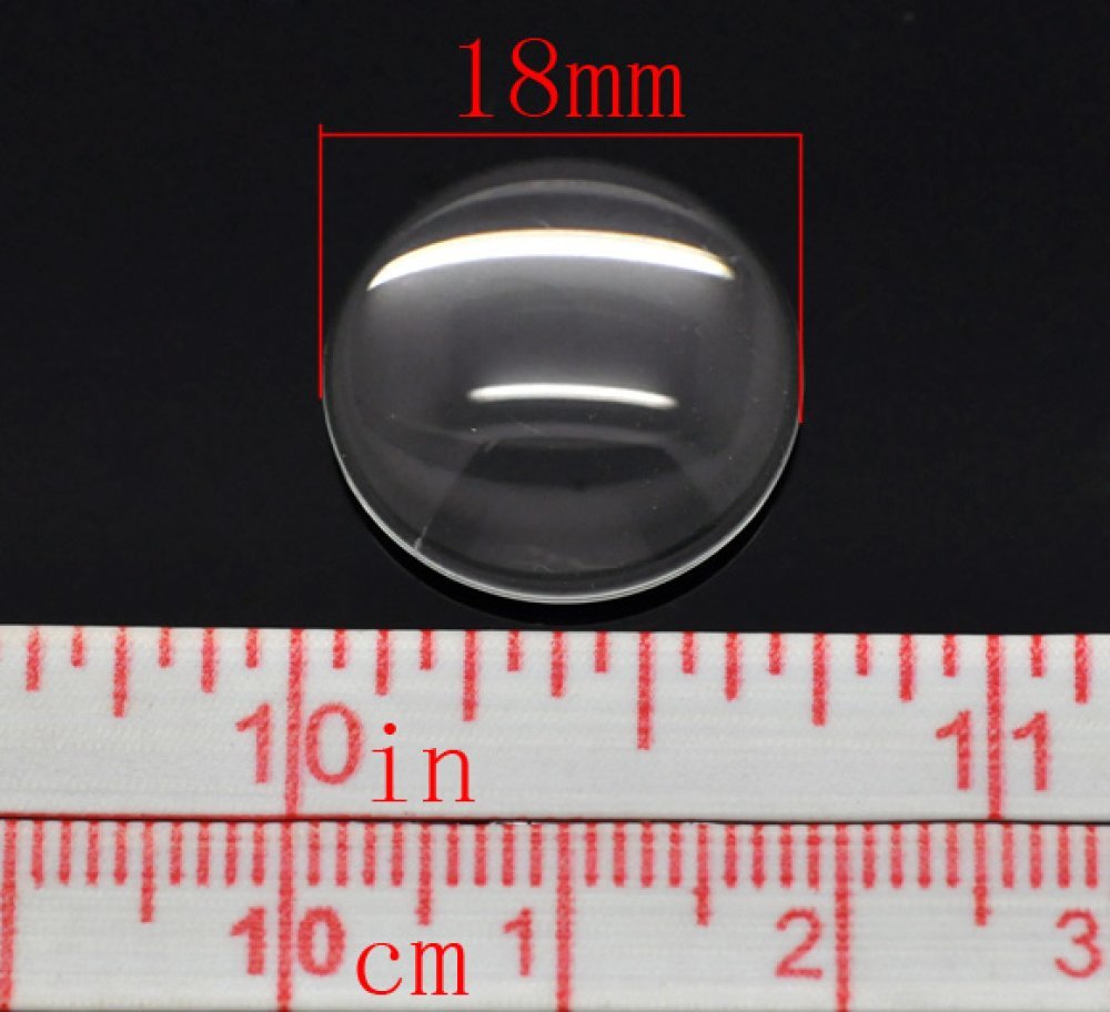 5 Cabochons Rond 18 mm in transparant braamglas N°07