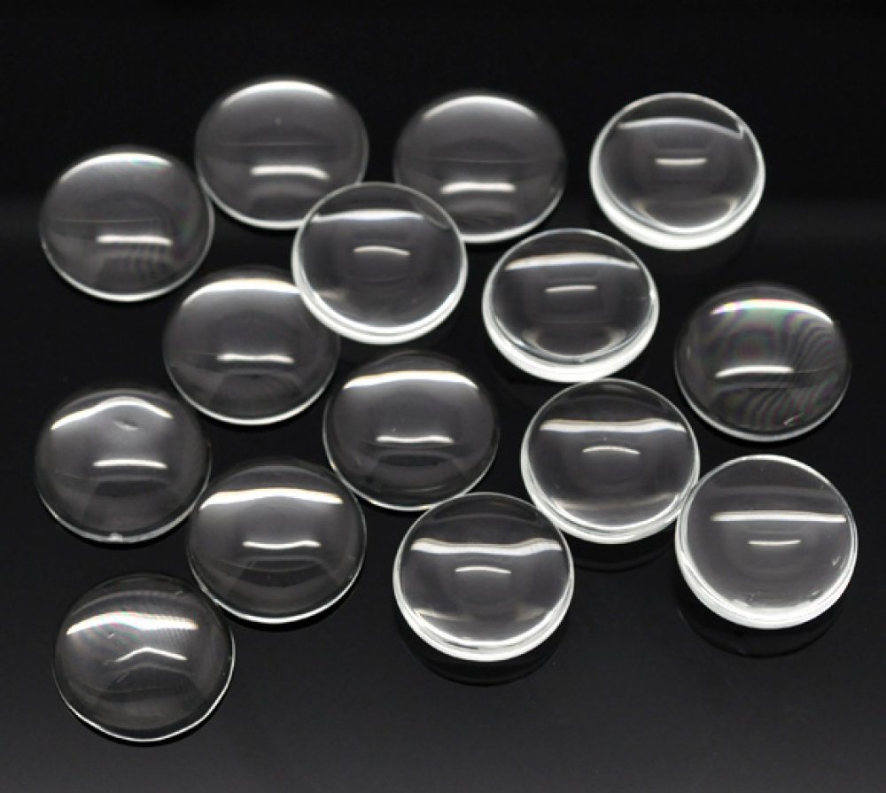 5 Cabochons Rond 18 mm in transparant braamglas N°07