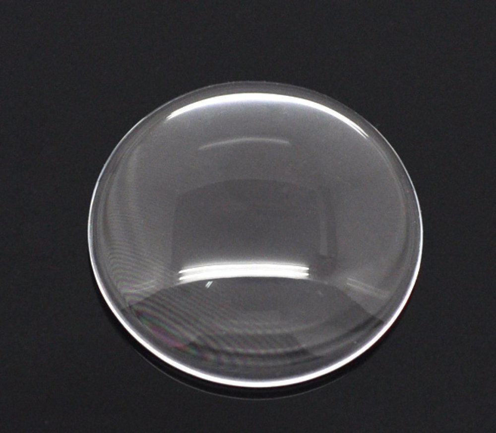 5 Cabochons Rond 20 mm in helder braamglas N°08