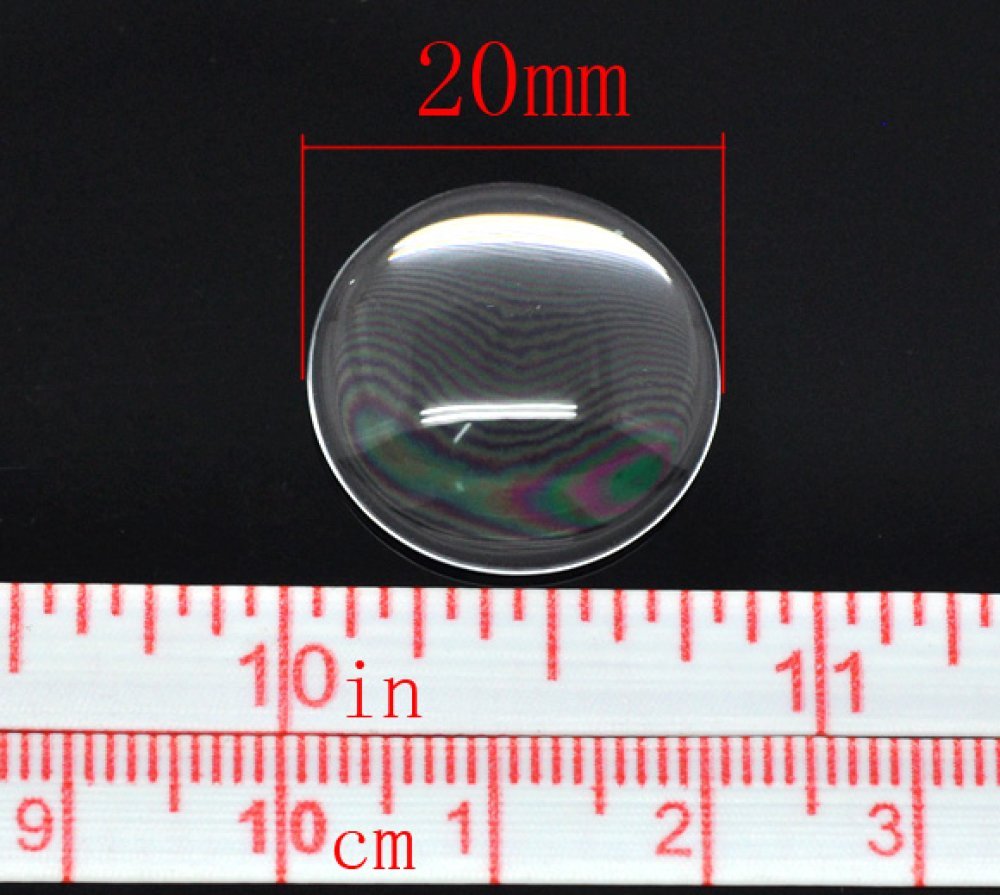 5 Cabochons Rond 20 mm in helder braamglas N°08