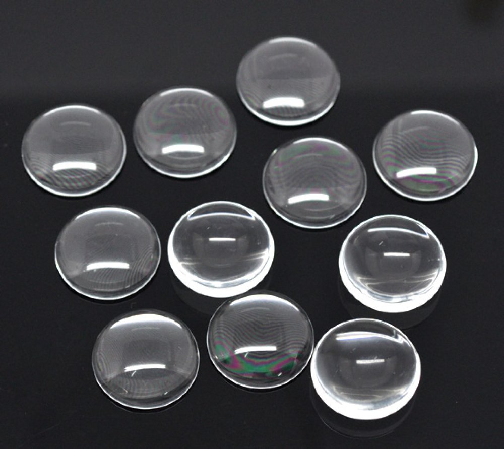 5 Cabochons Rond 20 mm in helder braamglas N°08