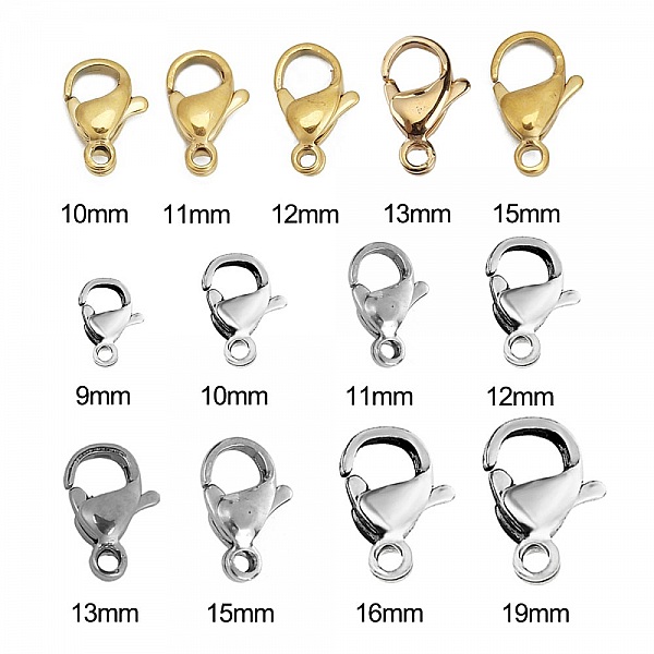 5 Roestvrijstalen karabijnhaken 12 x 07 mm.