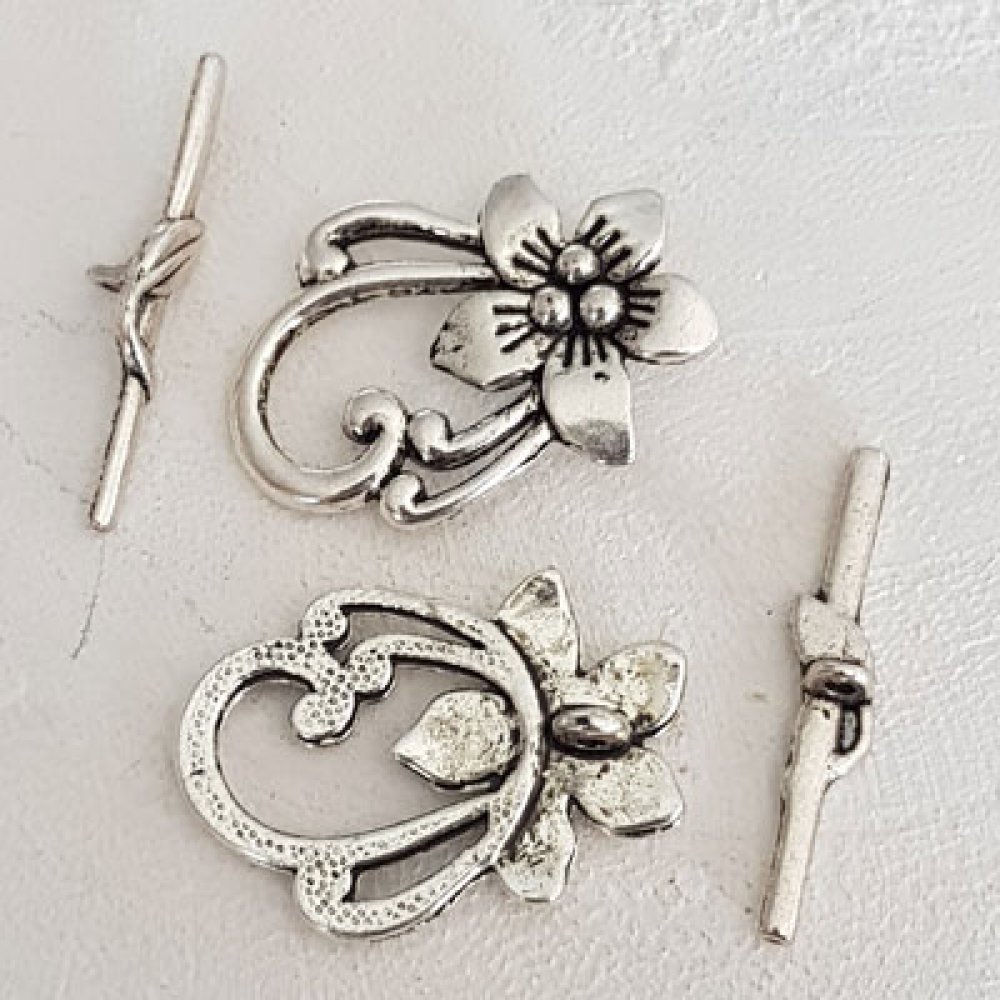 5 Knevelsluitingen Bloempatronen Romantisch Zilver