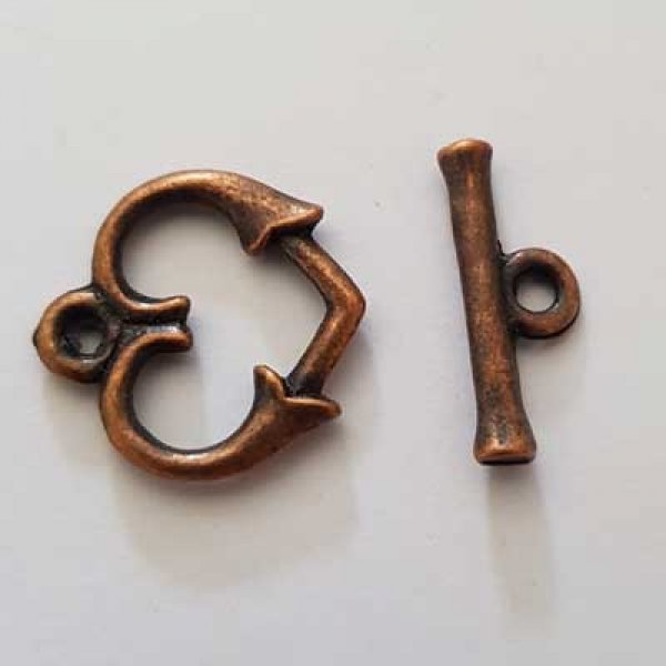 5 Fermoirs Toggle Motif Coeur Bronze N&deg;18
