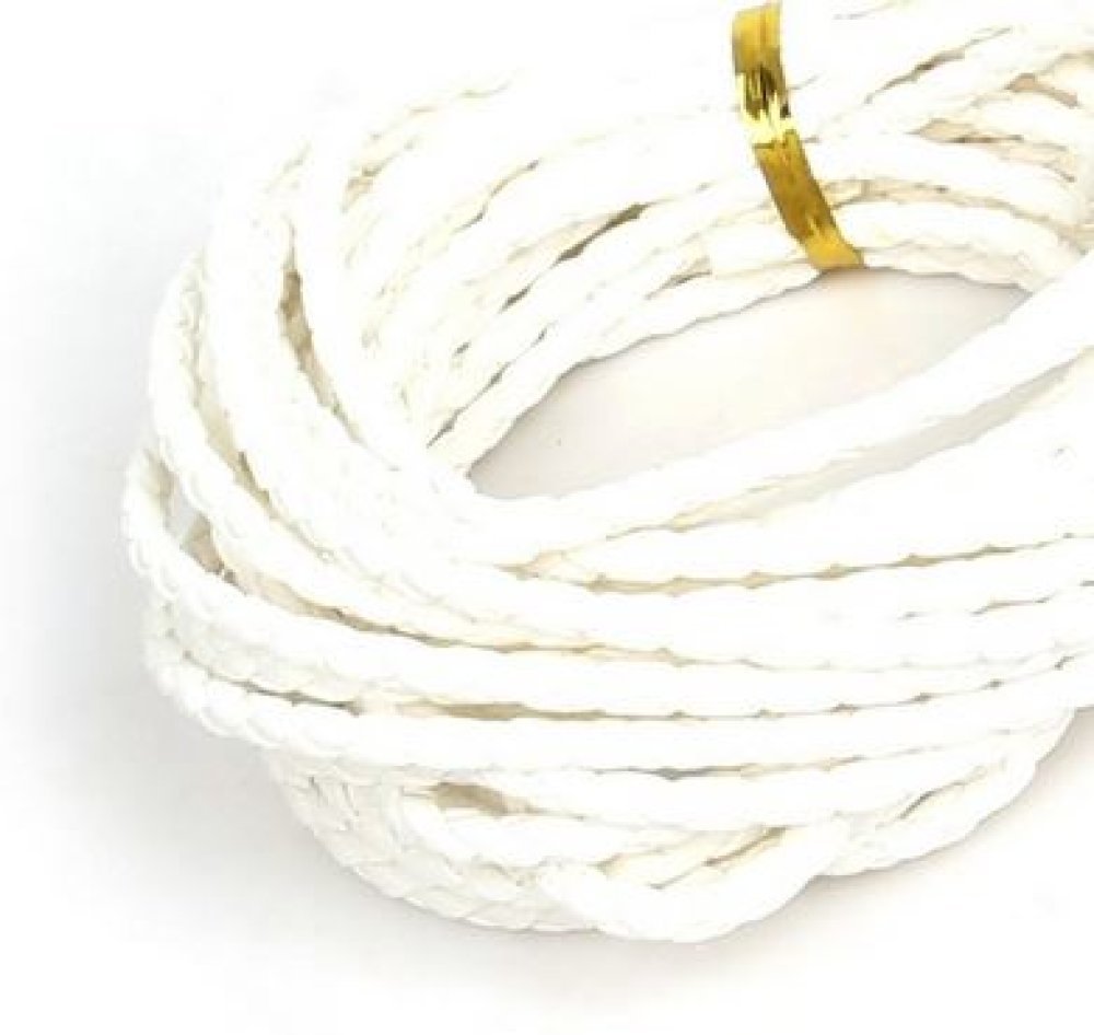 5 meter Wit gevlochten kunstlederen koord 3 mm