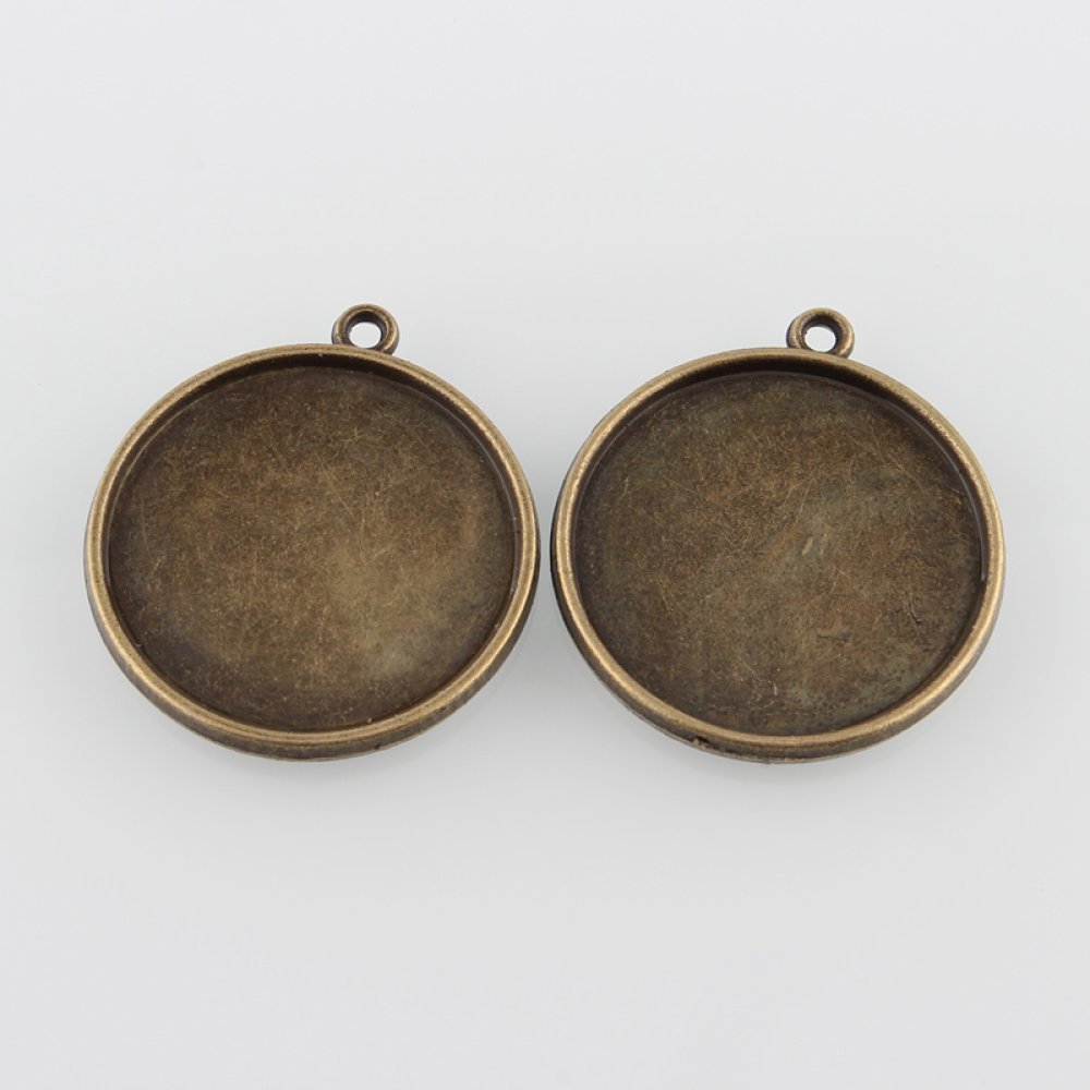 5 x 25 mm bronzen cabochonhouders, cabochonhangers 43AB 