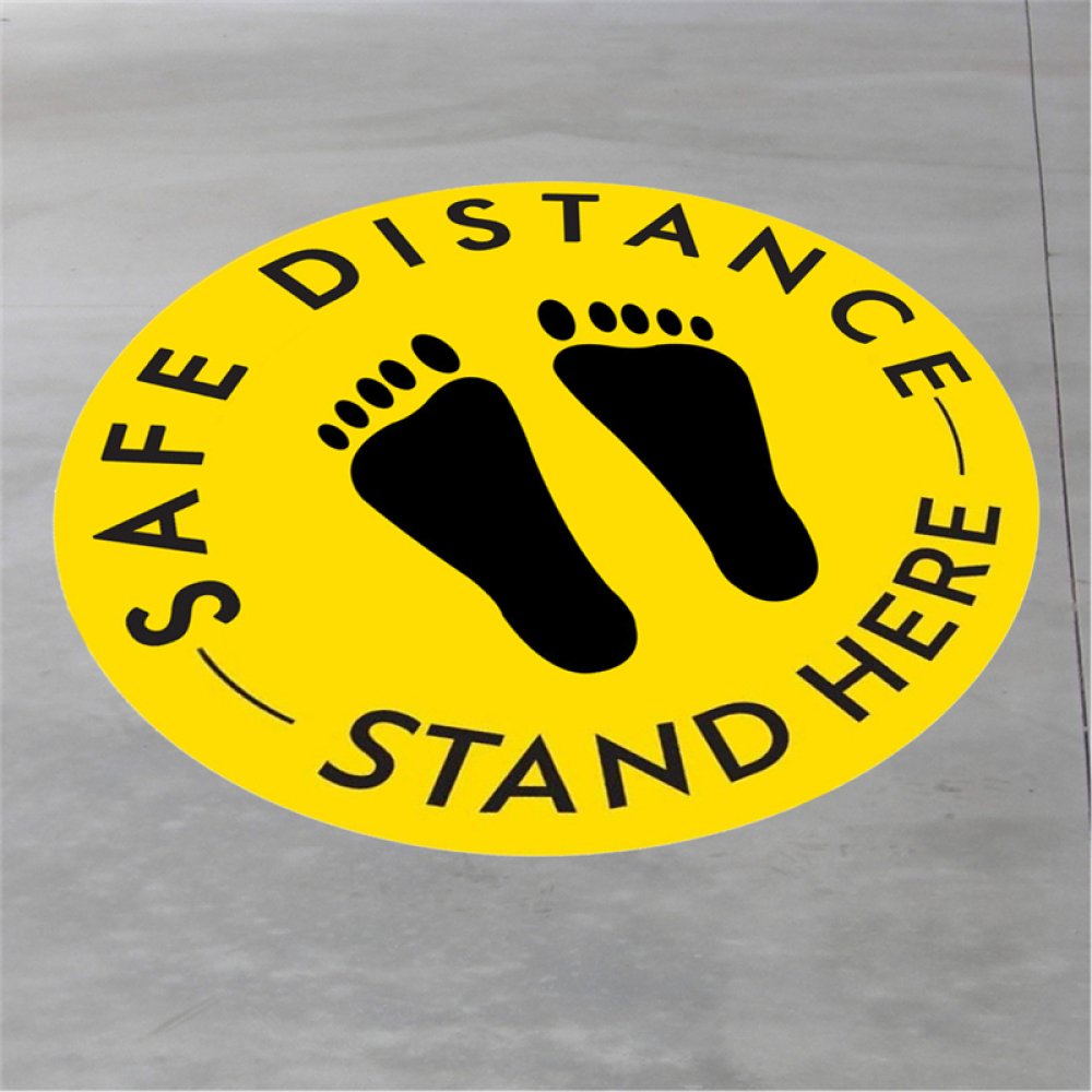 Sociale distantie vloerstickers Zwart en Geel