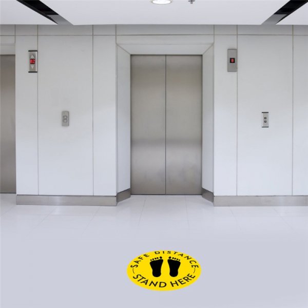 Sociale distantie vloerstickers Zwart en Geel