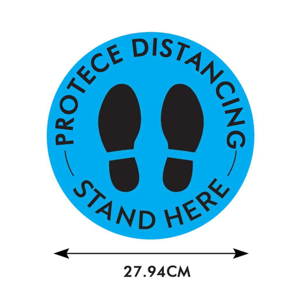Sociale distantie vloerstickers Zwart en Blauw