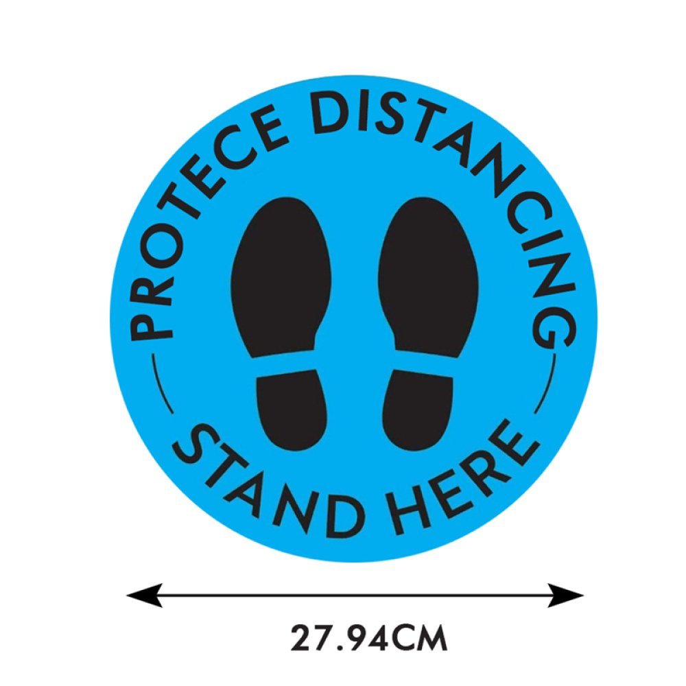 Sociale distantie vloerstickers Zwart en Blauw