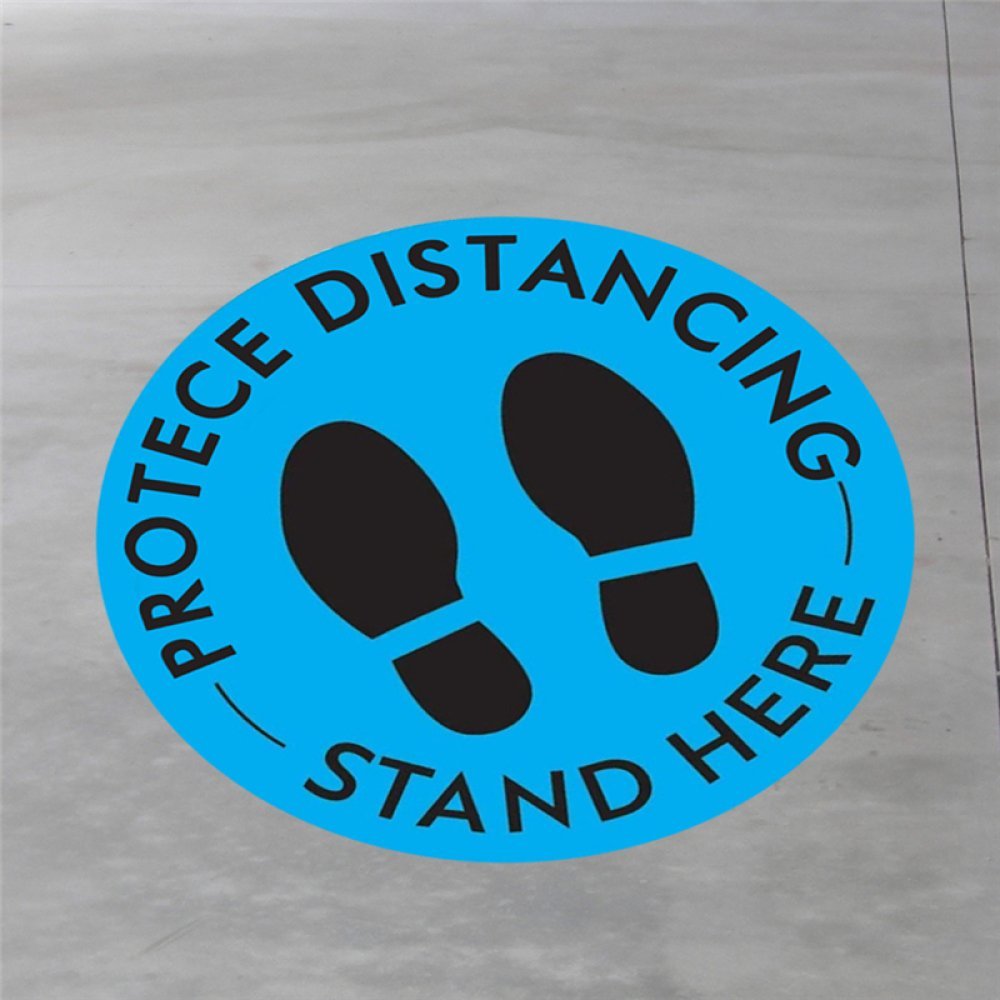 Sociale distantie vloerstickers Zwart en Blauw