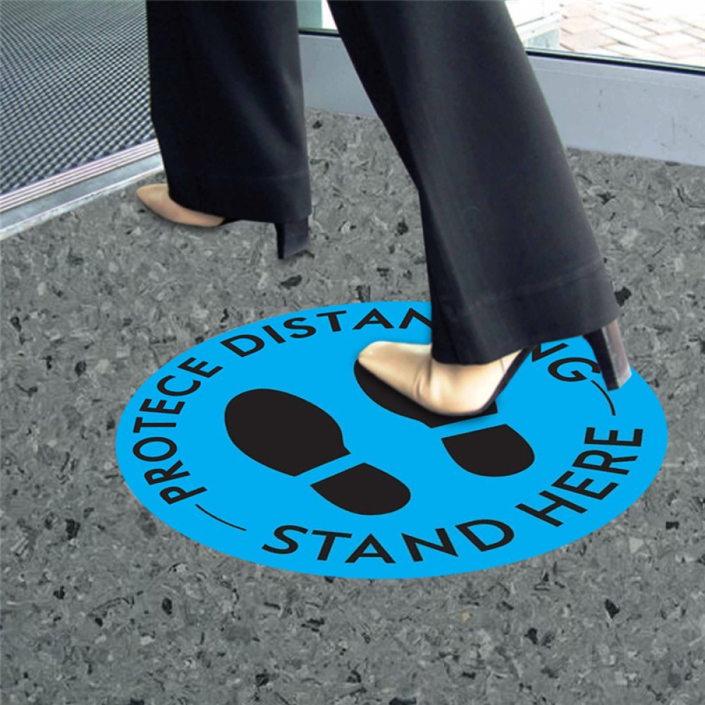 Sociale distantie vloerstickers Zwart en Blauw