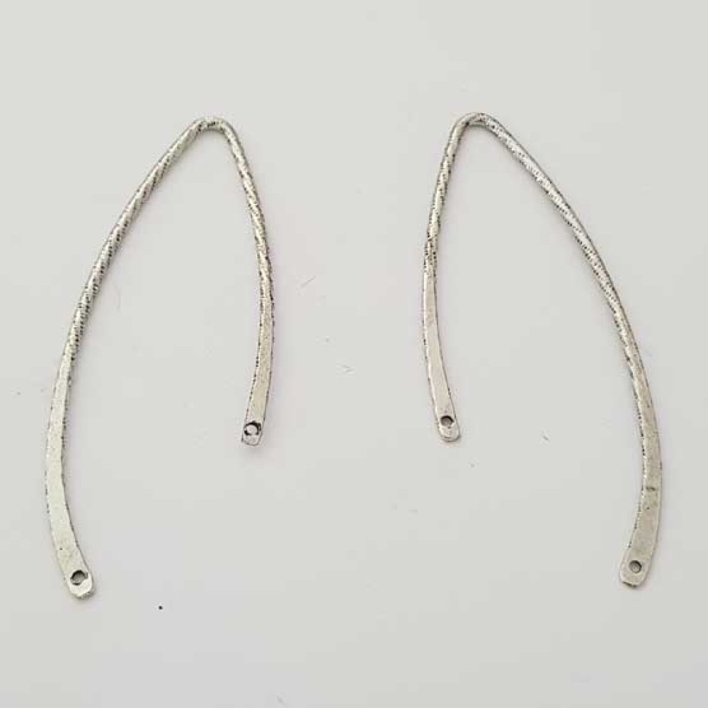 Staaf gebogen metalen staaf zilver 2 ringen N°04 Zilver