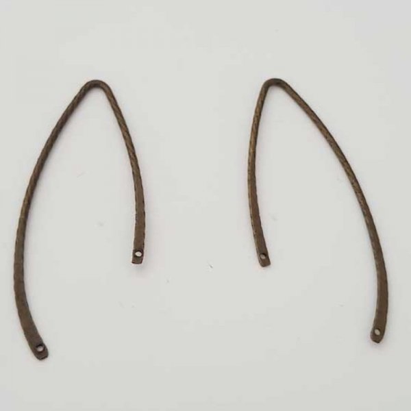 Staaf gebogen metaal verzilverd 2 ringen N&deg;04 Brons