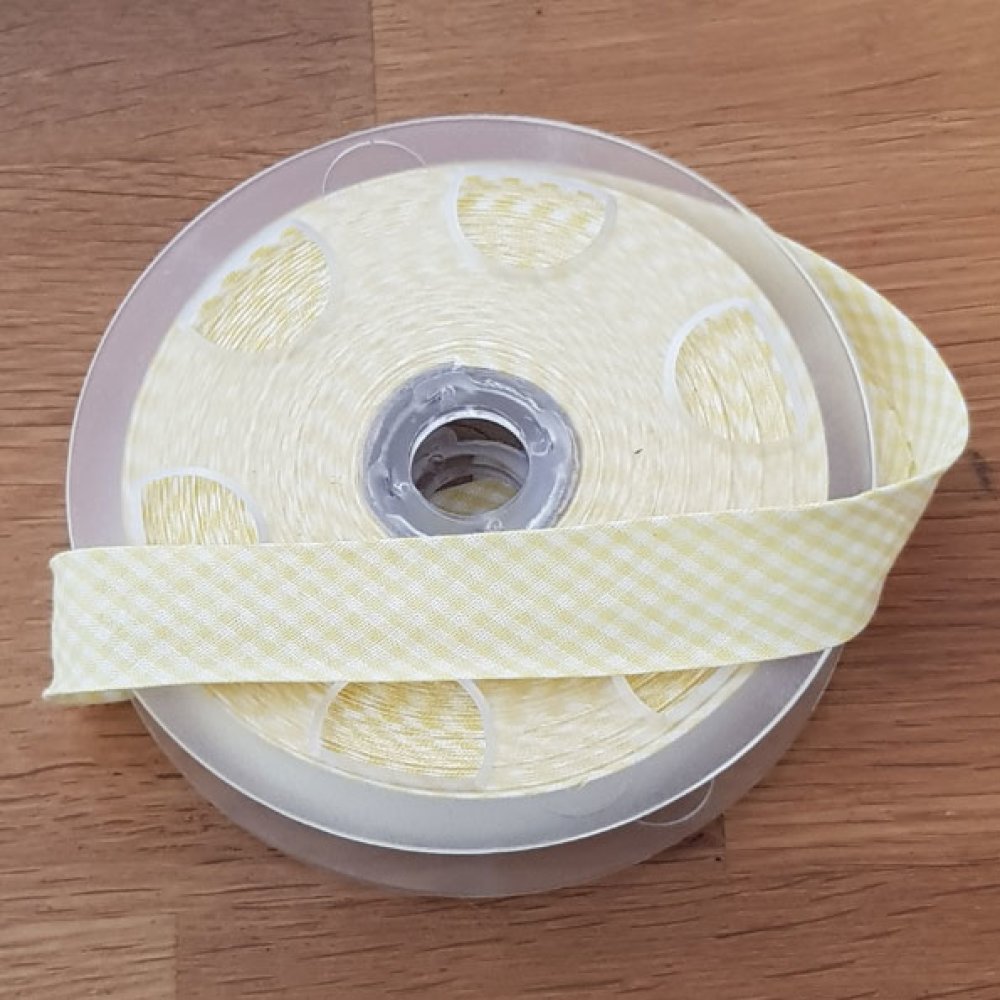 Geel Gingham Fancy Bias Alle Textiel 1 Meter Kraag 09