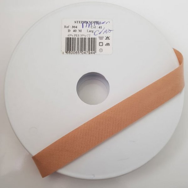 Bias effen textiel 1 Meter kraag 41 Lichtbruin 01