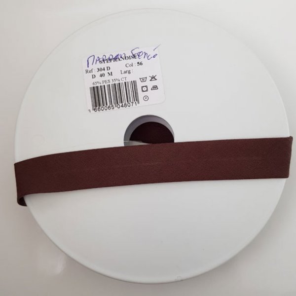 Bias alle textiel 1 Meter kraag 56 Donkerbruin