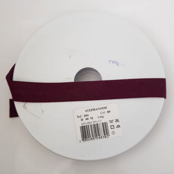 Alle textiel effen bias 1 Meter hals 89 Dark Mauve