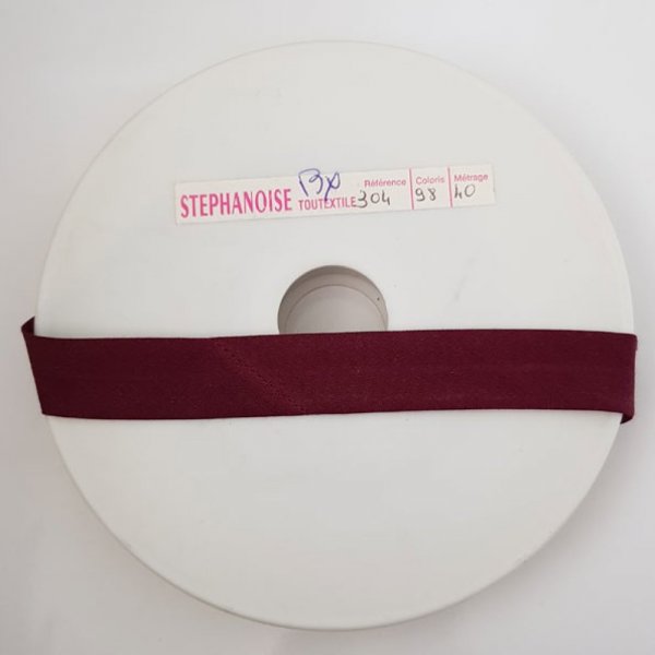Bias effen textiel 1 Meter kraag 98 Bordeaux