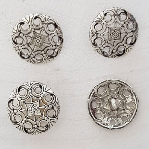 Zilveren knoop N&deg;16 21 mm Rond