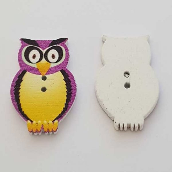 Bouton bois Chouette Violet N&deg;01