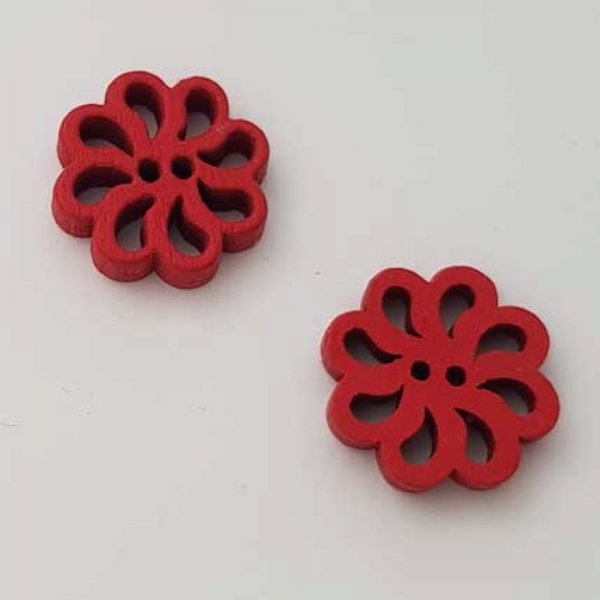 Bouton bois Fleur Rouge N&deg;01-01