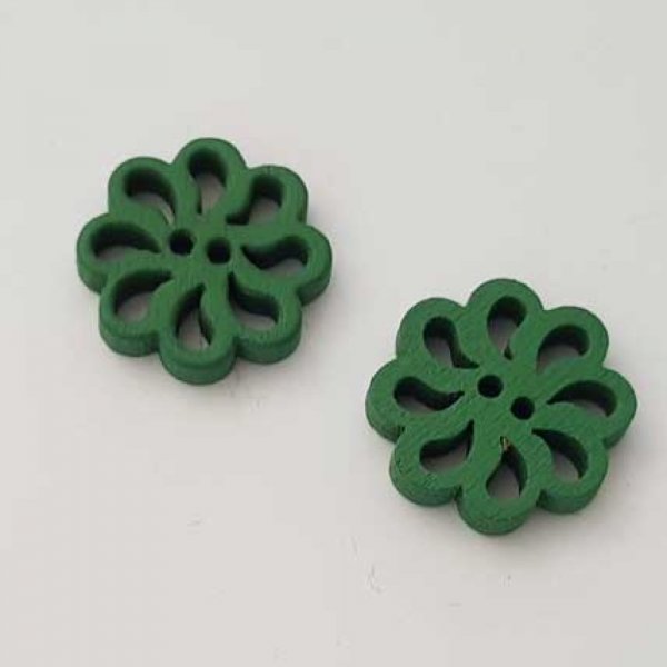 Bouton bois Fleur Vert Fonc&eacute; N&deg;01-01