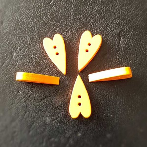 Houten hartknop oranje N&deg;02-03