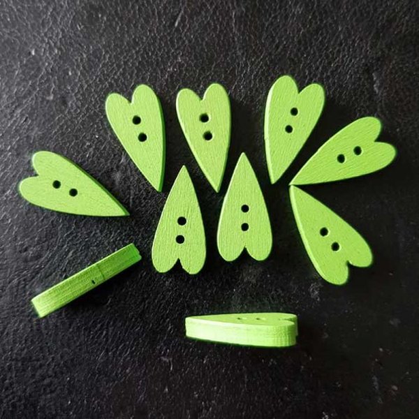 Houten knoop, groen hart N&deg;02-05