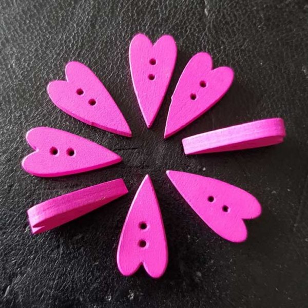 Houten hartknop paars N&deg;02-07