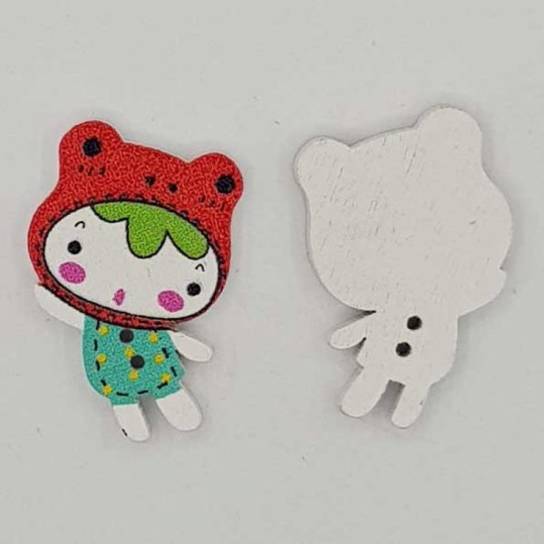 Houten knoop meisje N&deg;01-04