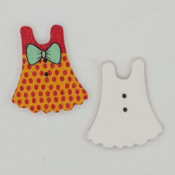 Houten knoop oranje jurk N&deg;01-01