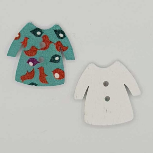 Turquoise jurk met houten knopen N&deg;02-03