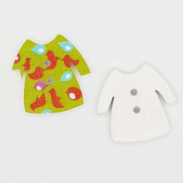 Houten knoopjes groene jurk N&deg;02-01